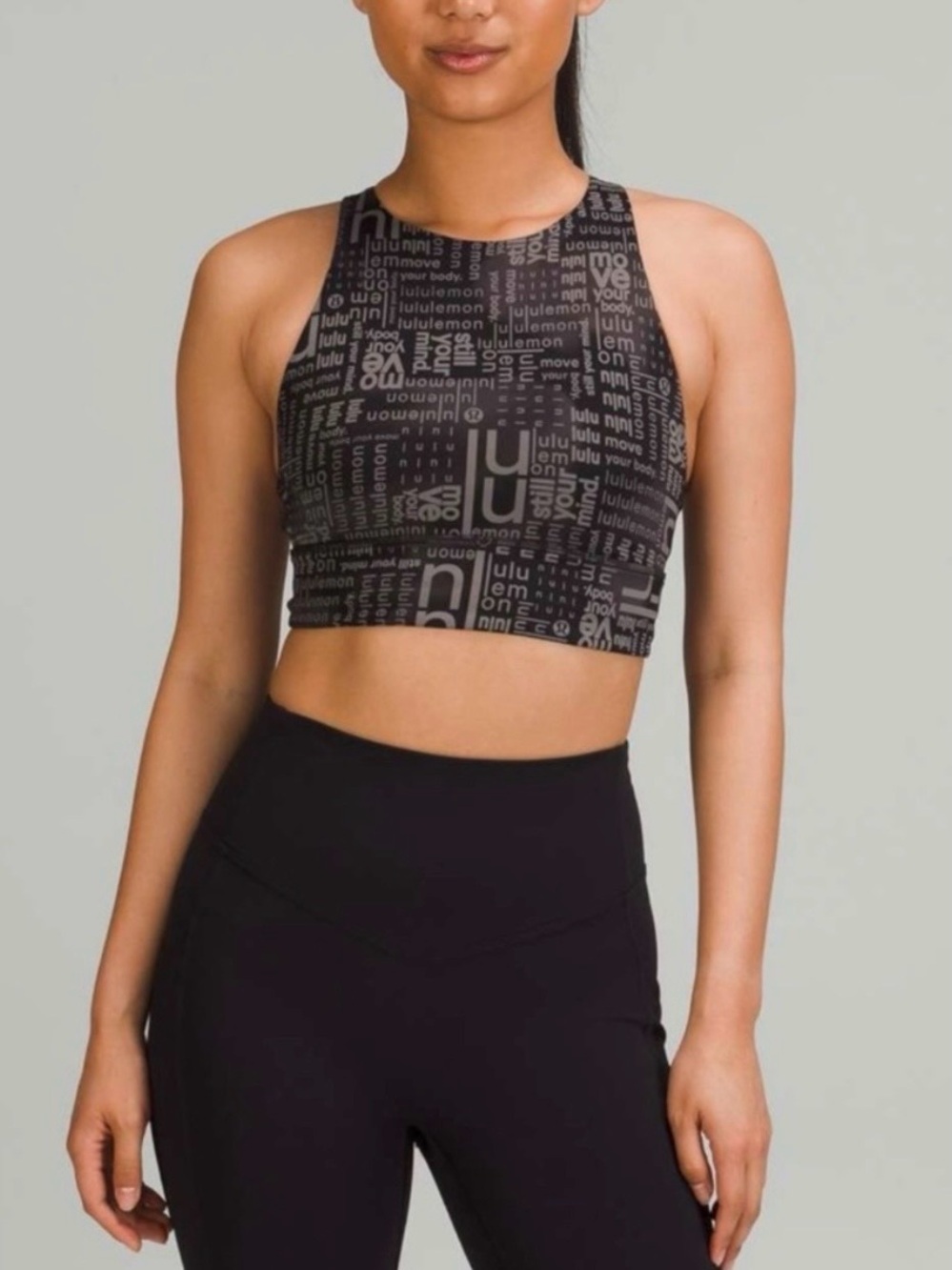 NWT Lululemon Energy High-Neck Longline Bra in Ombré Black Multi Size 2